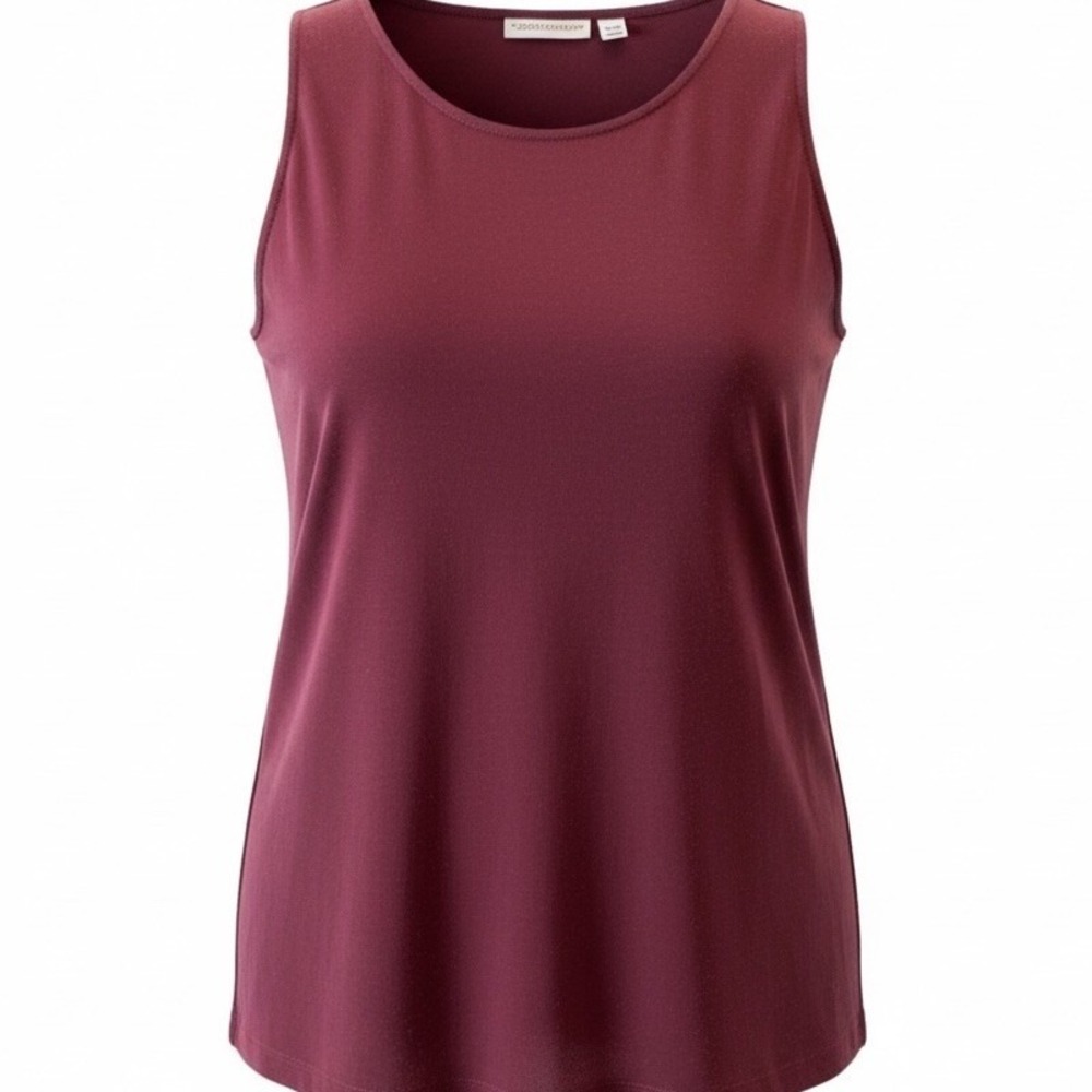 New Susan Graver Womens Modern Rib Knit Tank Top Mock Neck Wine XL Petite
